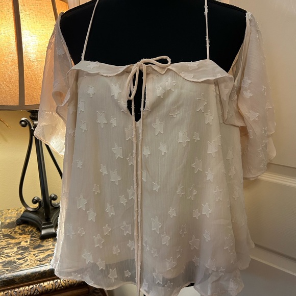 The Impeccable Pig Cream Sheer Star Blouse Medium - Picture 3 of 8